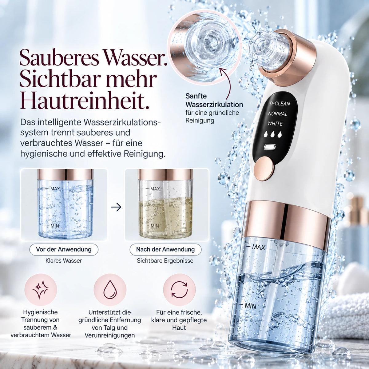 VELUNA HydroPore Elektrischer Porenreiniger für eine gründliche Gesichtspflege