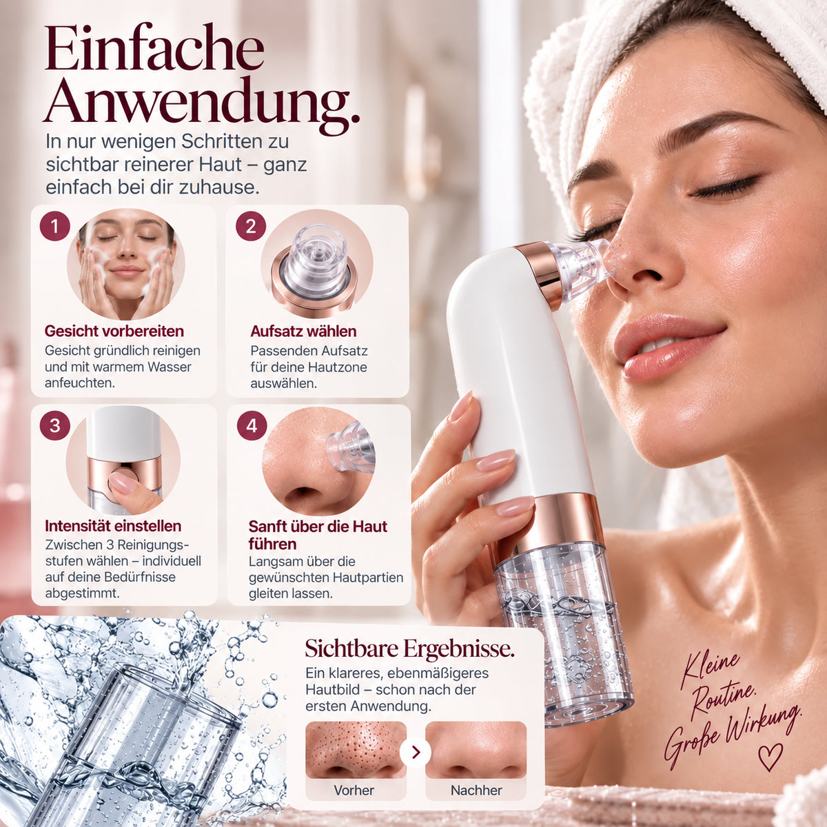 VELUNA HydroPore Elektrischer Porenreiniger für eine gründliche Gesichtspflege